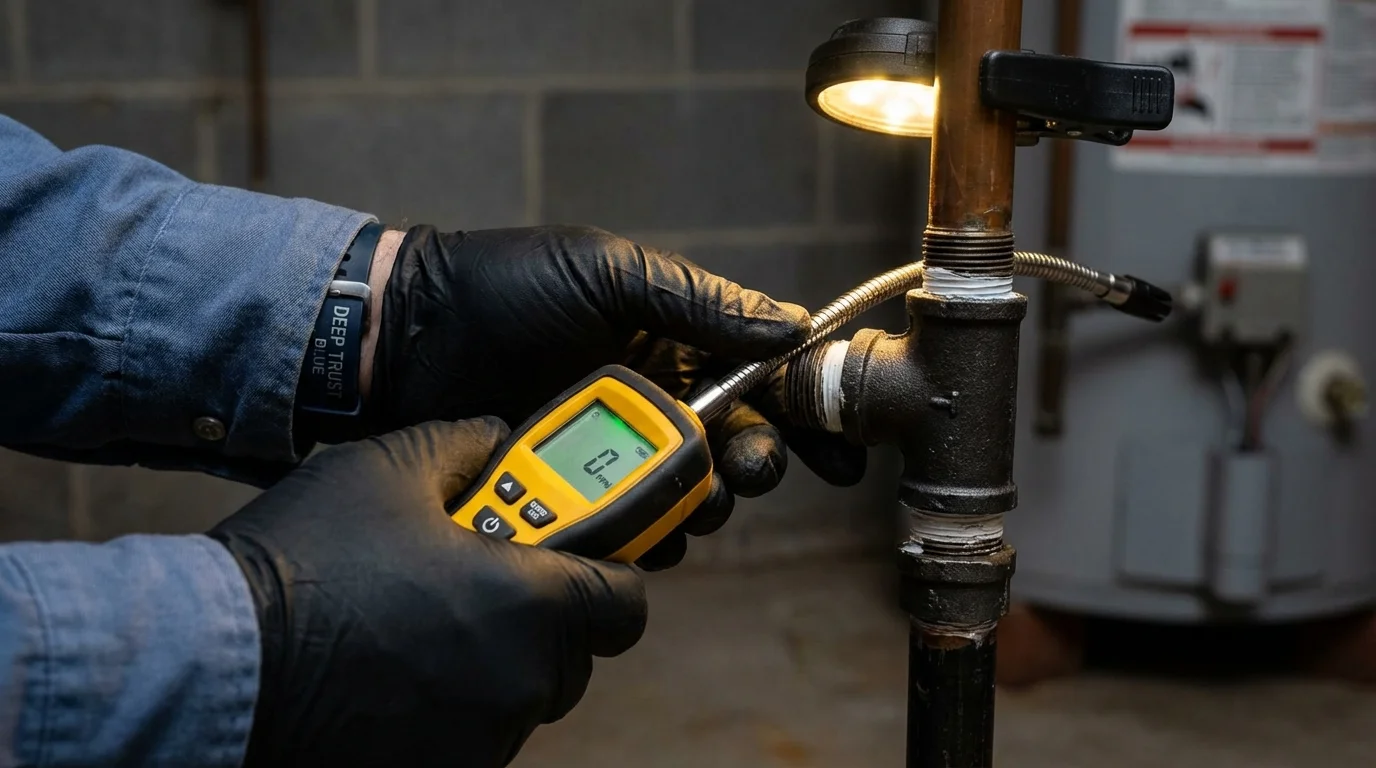 Gas leak detection with electronic sniffer by Johns Plumbing LLC in Roebuck