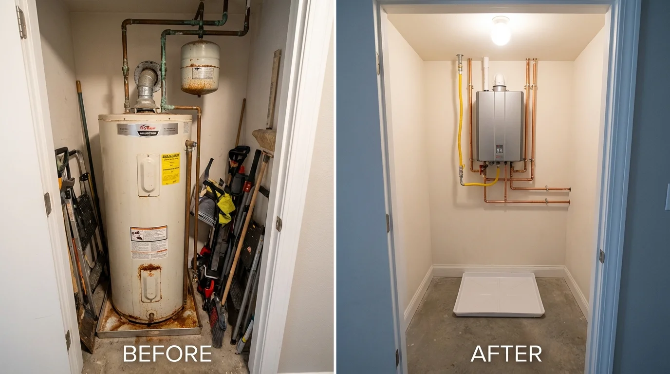 Tank water heater versus wall-mounted tankless unit comparison for Roebuck, SC homeowners